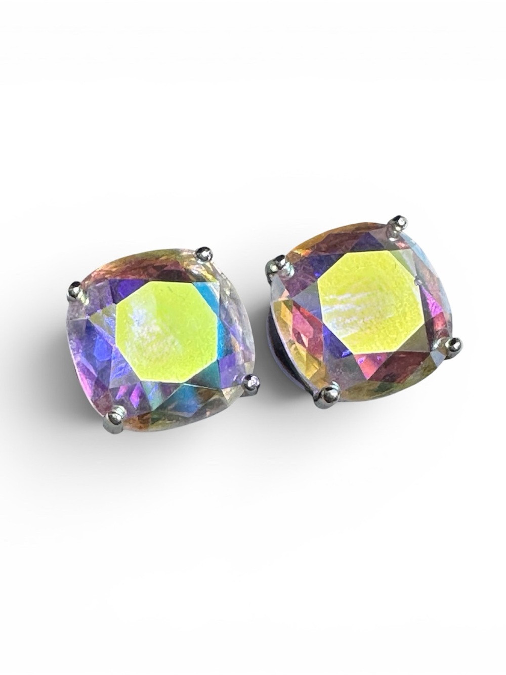 Aurora Borealis Crystal Gumdrop Cushion Earrings